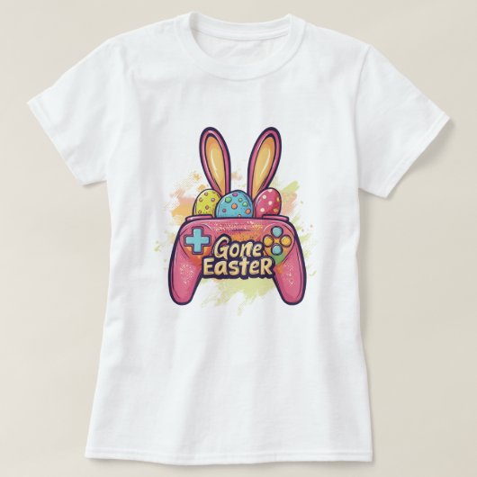 Gone Easter Gaming Shirt; Bunny Gaming Controller T-shirt (Design voorkant)