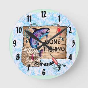 Gone fish Clock Ronde Klok
