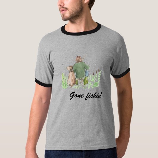 Gone fish' Man Vist en Dog T-shirt (Voorkant)