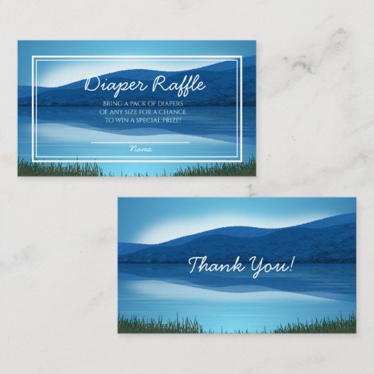 Gone Fishin' Baby shower Diaper Raffle Informatiekaartje (Voorkant / Achterkant)