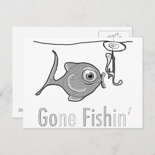 Gone Fishin' Funny Briefkaart (Voorkant / Achterkant)
