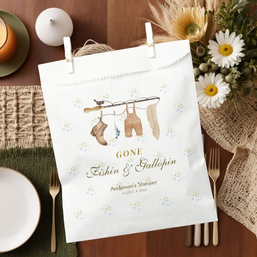 Gone Fishin & Gallopin Fisherman Derby Baby shower Bedankzakje