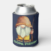 Gone Fishin' Retro Gnome Met Gevist Pole Blikjeskoeler (Blikje Voorkant)