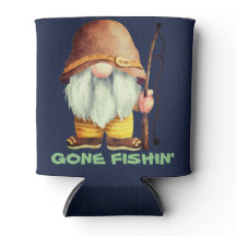 Gone Fishin' Retro Gnome Met Gevist Pole