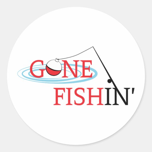 Gone Fishin Ronde Sticker (Voorkant)