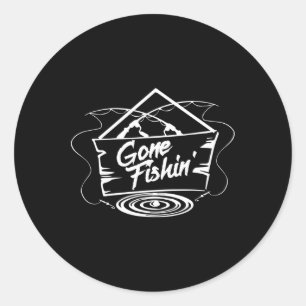 Gone Fishin' T-shirt voor visliefhebbers of visser Ronde Sticker