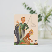 Gone Fishin Vist leuke Catch lingo Retro Feestdagenkaart (Staand voorkant)
