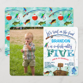 Gone Fishing 5e verjaardag Little Fisherman Foto Kaart