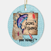 Gone Fishing aangepaste naam kerstversiering Keramisch Ornament (Links)
