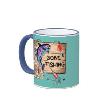 Gone Fishing blauwe koffiemok
