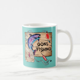Gone Fishing blauwe koffiemok