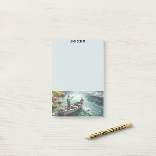 Gone Fishing Gepersonaliseerde Post-it Notes (Op bureau)