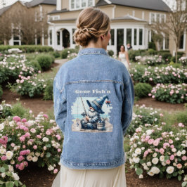 Gone Fishing Gnome Dames Spijkerjasje Denim Jacket