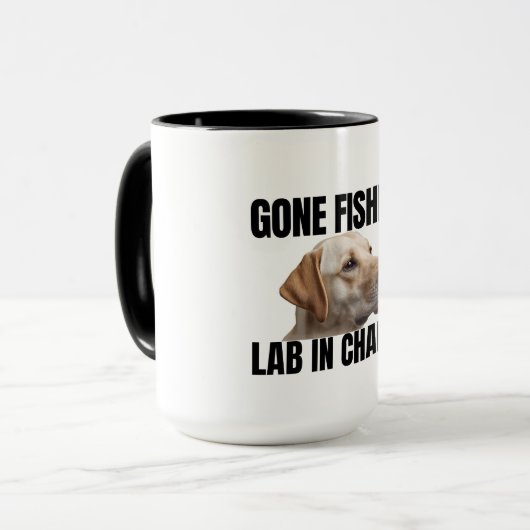 Gone Fishing. Lab in Charge. Mug Mok (Voorkant links)