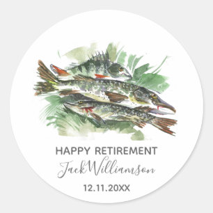 Gone Fishing Pensioenfeest Waterverf Snoek Ronde Sticker