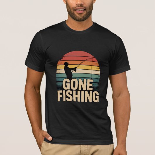 Gone Fishing Retro Sunset Men’s T-shirt (Voorkant)