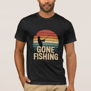 Gone Fishing Retro Zonsondergang Heren T-shirt