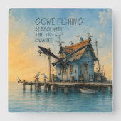 Gone Fishing Whimsical Kust Klok (Voorkant)