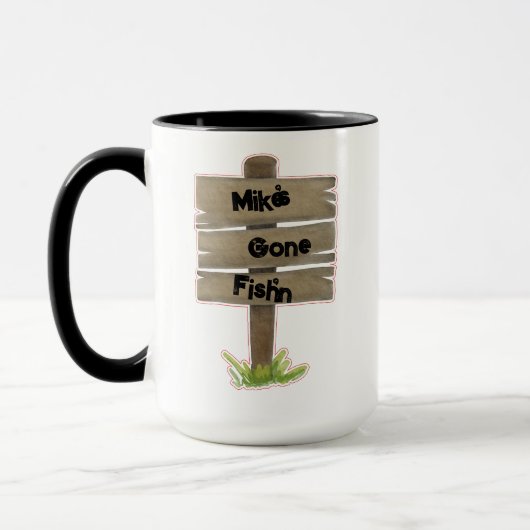 "Gone Fish'n" Persoonlijke Koffie Mok (Links)