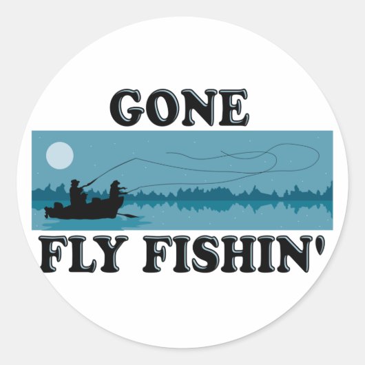 Gone Fly Fishin'' Ronde Sticker (Voorkant)