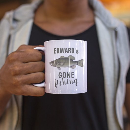 Gone Gevist Bass Fish Moderne Fisherman Cute Koffiemok