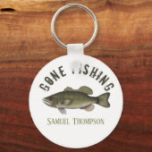 Gone Gevist Bass Fish Moderne Fisherman Cute Sleutelhanger (Voorkant)