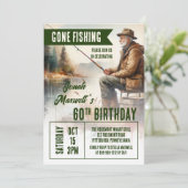 Gone Gevist Fisherman Scene Verjaardagsfeest Kaart (Staand voorkant)