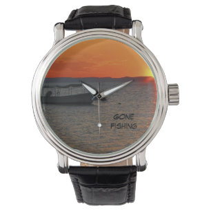 Gone Gevist polshorloge, zwart lederen band Horloge