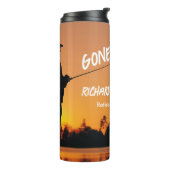 Gone Gevist Sunset Gepensioneerde Visser Gift Thermosbeker (Gedraaid links)