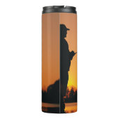 Gone Gevist Sunset Gepensioneerde Visser Gift Thermosbeker (Achterkant)