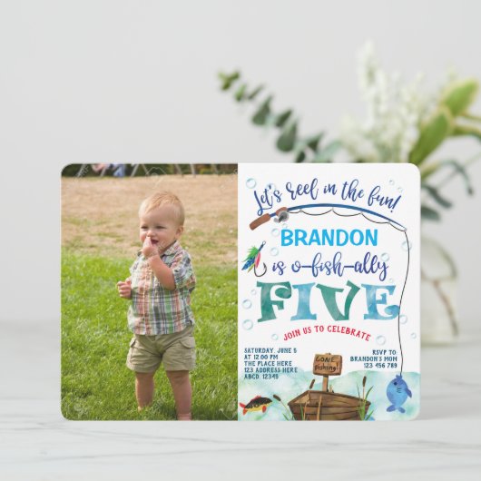 Gone Gevist vijfde verjaardag Little Fisherman Fot Kaart (Staand voorkant)