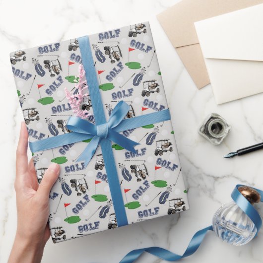 Gone Golfen op Bleek Grey Cadeaupapier (Geschenken)