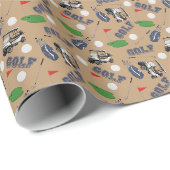 Gone Golfen op Wood Brown Cadeaupapier (Rol Hoek)