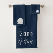Gone Golfing Dark Blue Background White Golf Balls Bad Handdoek (Insitu)