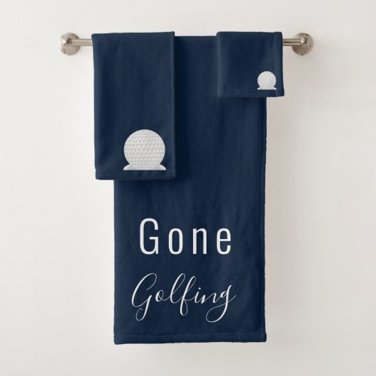 Gone Golfing Dark Blue Background White Golf Balls Bad Handdoek (Insitu)