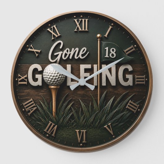 Gone Golfing Funny Golf Lover Gift Grote Klok (Voorkant)