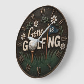 Gone Golfing Rustic Floral Golfer Gift Grote Klok (Hoek)