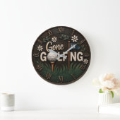 Gone Golfing Rustic Floral Golfer Gift Grote Klok (Huis)