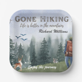 Gone Hiking Life is Better Mountains Hiker Deer  Papieren Bordje