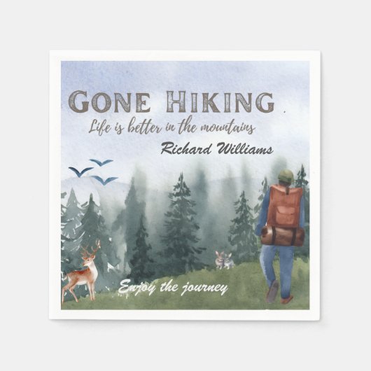 Gone Hiking Life is Better Mountains Hiker Deer  Servet (Voorkant)