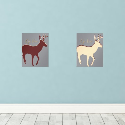 Gone Huntin' Deer Wildlife Muurkunst Sets (Houten vloer)