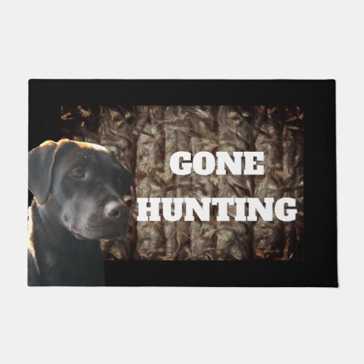 Gone Hunting of Chocolate Lab Hond Welkom Mat (Voorkant)