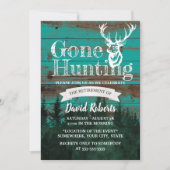 Gone Hunting Rustic Blauwgroen Wood Retirement Kaart (Voorkant)