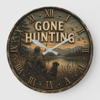 Gone Hunting Rustic Vintage Cabin  Grote Klok