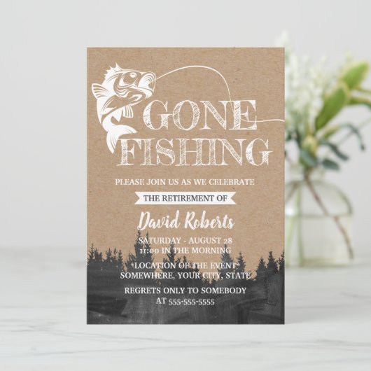 Gone in ruste Vist Rustic Kraft Kaart (Staand voorkant)