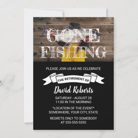 Gone in ruste Vist Rustige Barn Wood Retirement Kaart (Voorkant)