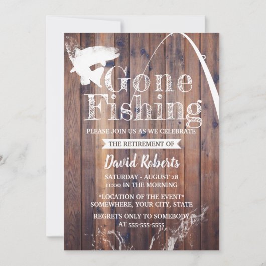 Gone in ruste Vist Rustige Wood Pensionering Kaart (Voorkant)