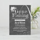 Gone in ruste Vist Rustisch Chalkboard Retirement Kaart (Staand voorkant)