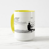 Gone Knots Kitesurfing - Geel met grote koffie-Mok Mok (Voorkant links)