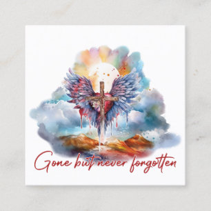 Gone maar nooit vergeten vierkante visitekaartje